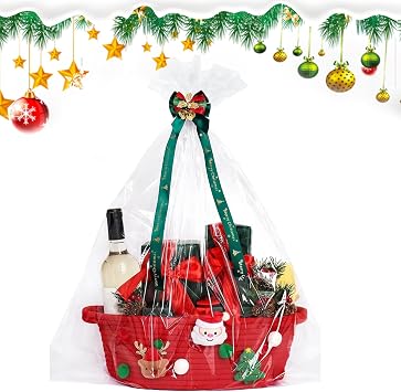 Present Basket Christmas,Decorative Christmas Hamper - Storage Hamper Treats Box for Men Women Birthday Holiday Celebration Housewarming