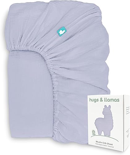 hugs & llamas  Sábana bajera ajustable de muselina de algodón 100% orgánico  Sábanas de cuna de primera calidad para niños y niñas  Sábanas