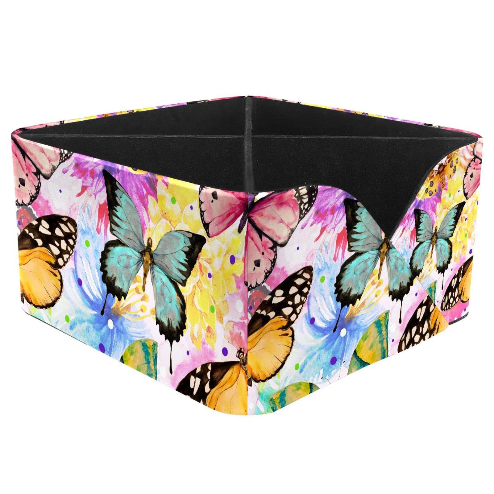 KengjuTesu Butterflies Desktop Organizer Pen Holder, Rectangular Pencil Cup for Office, Study and Makeup Stations