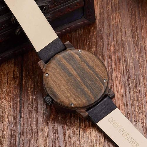 Miniatura 5 de GORBEN Reloj con brújula y tocadiscos de madera para hombre, elegante reloj de pulsera de madera para hombre, reloj de cuarzo ligero hecho a mano
