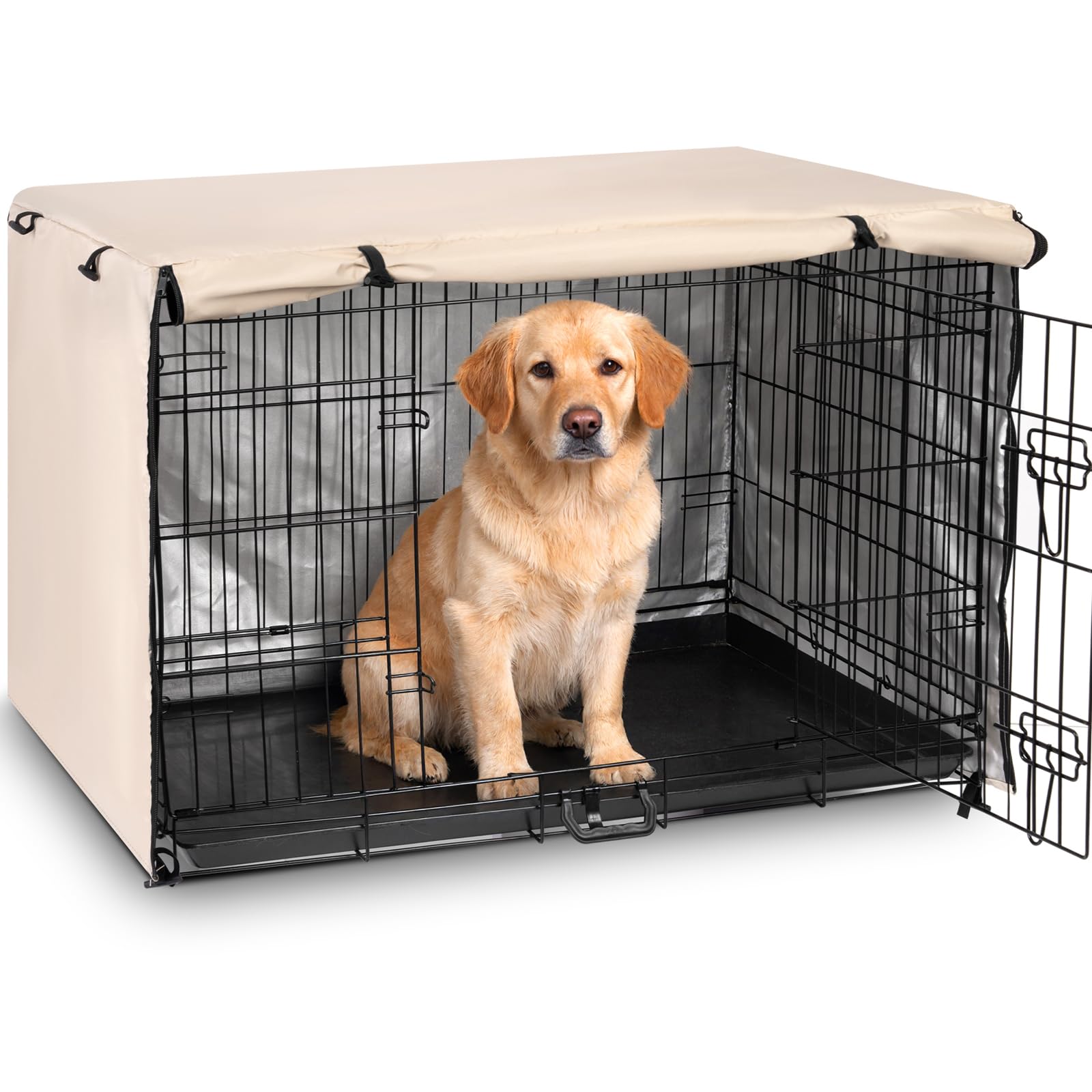 kefit Dog Crate Cover 36 inch, Kennel Cover for Dog Cage, Beige