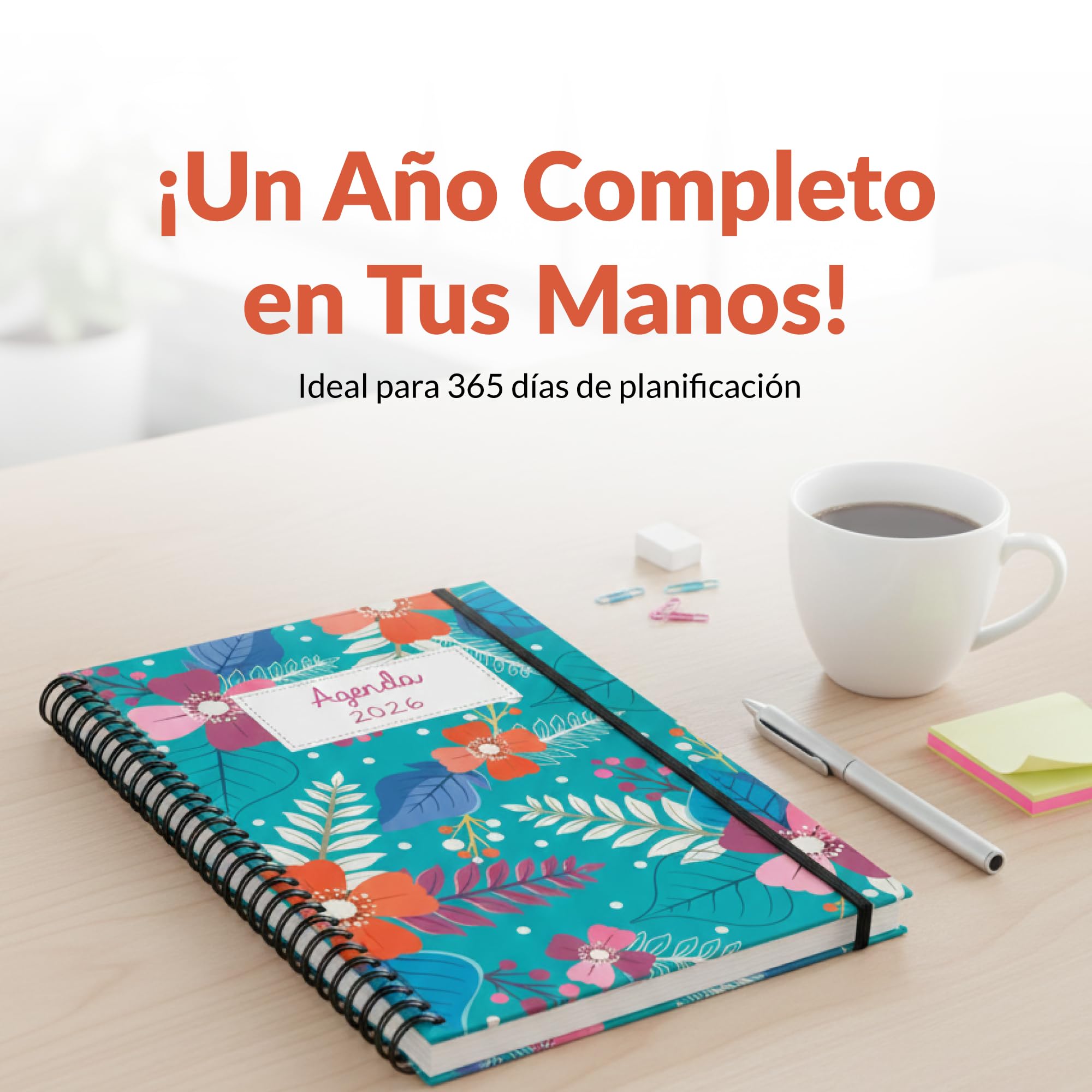 Agenda 2026 Semana Vista A5 Con Espiral Flexible 112 Páginas Enero A Diciembre Papel Premium 80g Tapas Plásticas Reforzadas Diseño Flores Color Azul Diario Planificador Mensual Profesional Ligera