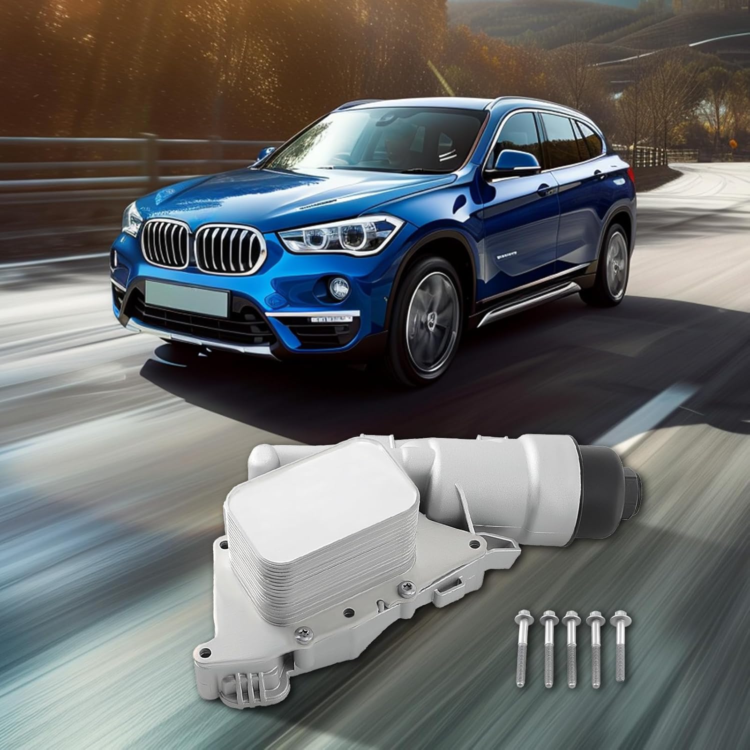 maXpeedingrods Aluminum Oil Cooler Filter Housing Assembly 11428511391 for BMW i8 2014–2020 X1 2016–2020 X2 2018–2020, for Mini Cooper 2014–2020 Clubman/Countryman 2017–2020# 11428585235