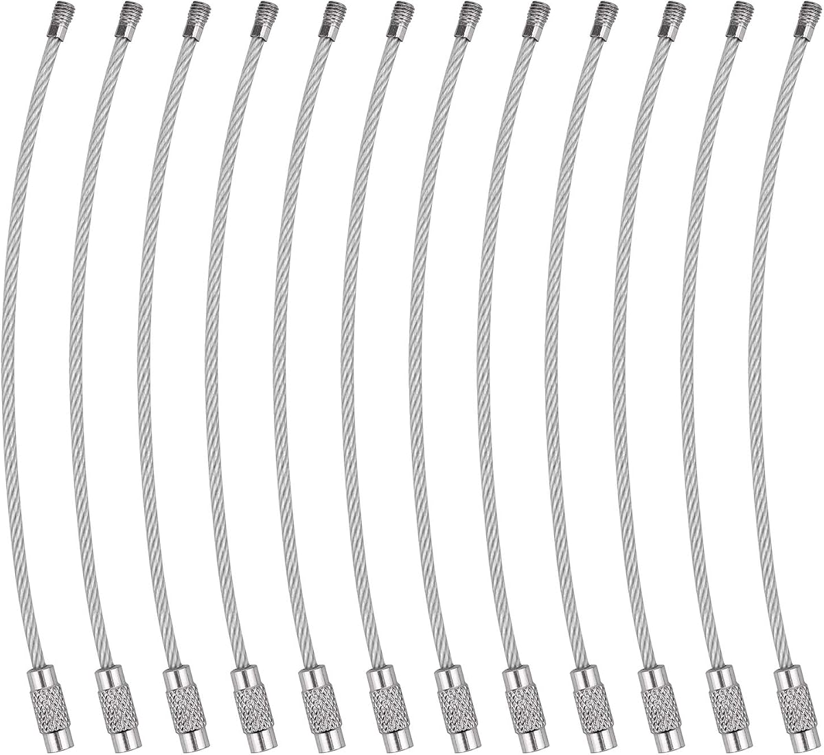 Cable de llavero de alambre Wisdompro, llaveros de alambre de acero inoxidable de 4,3/6,3 pulgadas | Llaveros de alambre de alta resistencia, lazo de llavero de Cable de alambre de Metal para etiquetas de equipaje, llaves, manualidades y etiquetas de identificación