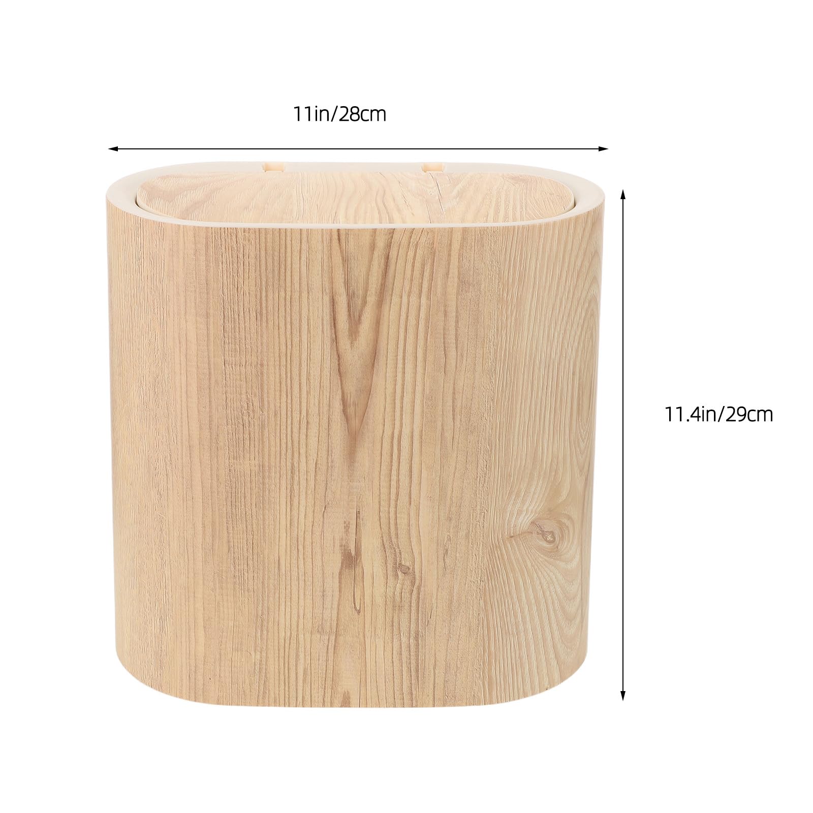 Papelera Estrecha para Baño y Oficina con Tapa a Presión Higiénica, Cubo de Basura de Plástico Beige Adecuado para Cocina y Espacios Reducidos
