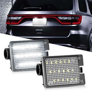 LESAUCE 6000K White LED License Plate Lights for 2014-2023 Dodge Durango - 18 SMD Plug & Play Tag Lamp Replacement, Pack of 2