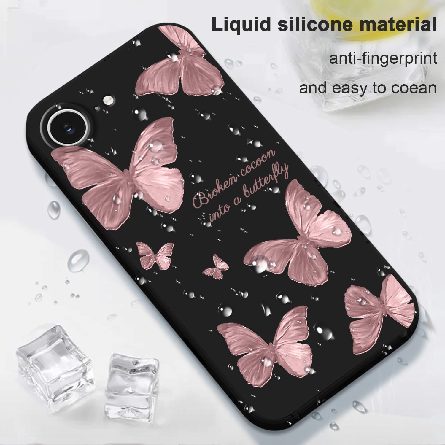 for iPhone 16E Case, Creative Pattern Soft Slim Anti Scratch Phone Cover for iPhone 16E 2025 6.1", Butterfly Black - Image 6