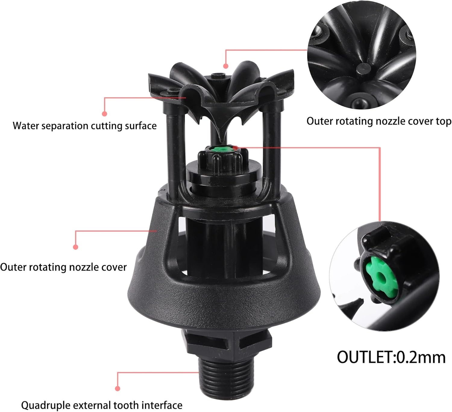 Rotary Watering Sprinkler Farm Field Orchard Greenhouse Garden Irrigation Nozzle Flower Vegetable Lawn Grass Wobbling Sprinklers(Height 4)