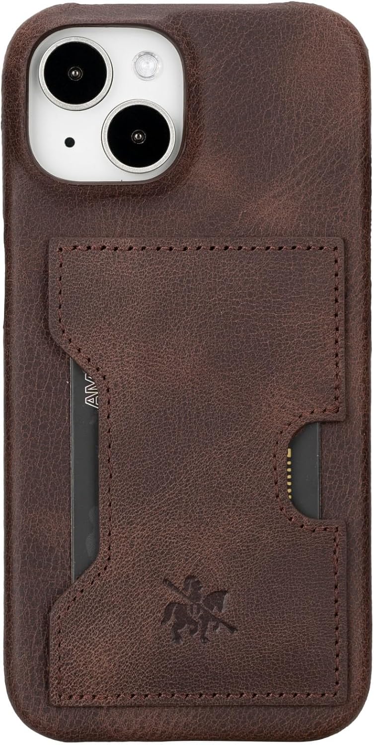 Venito for iPhone 15 Case Wallet with Card Holders and RFID Blocking, Leather Phone Case, Detachable Phone Cover 6.1 inches, Florence - Dark Brown