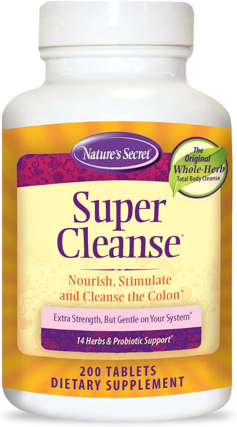 Nature's Secret Super Cleanse - 200 Tablets - Nourish, Stimulate & Purify The Colon - 100 Servings