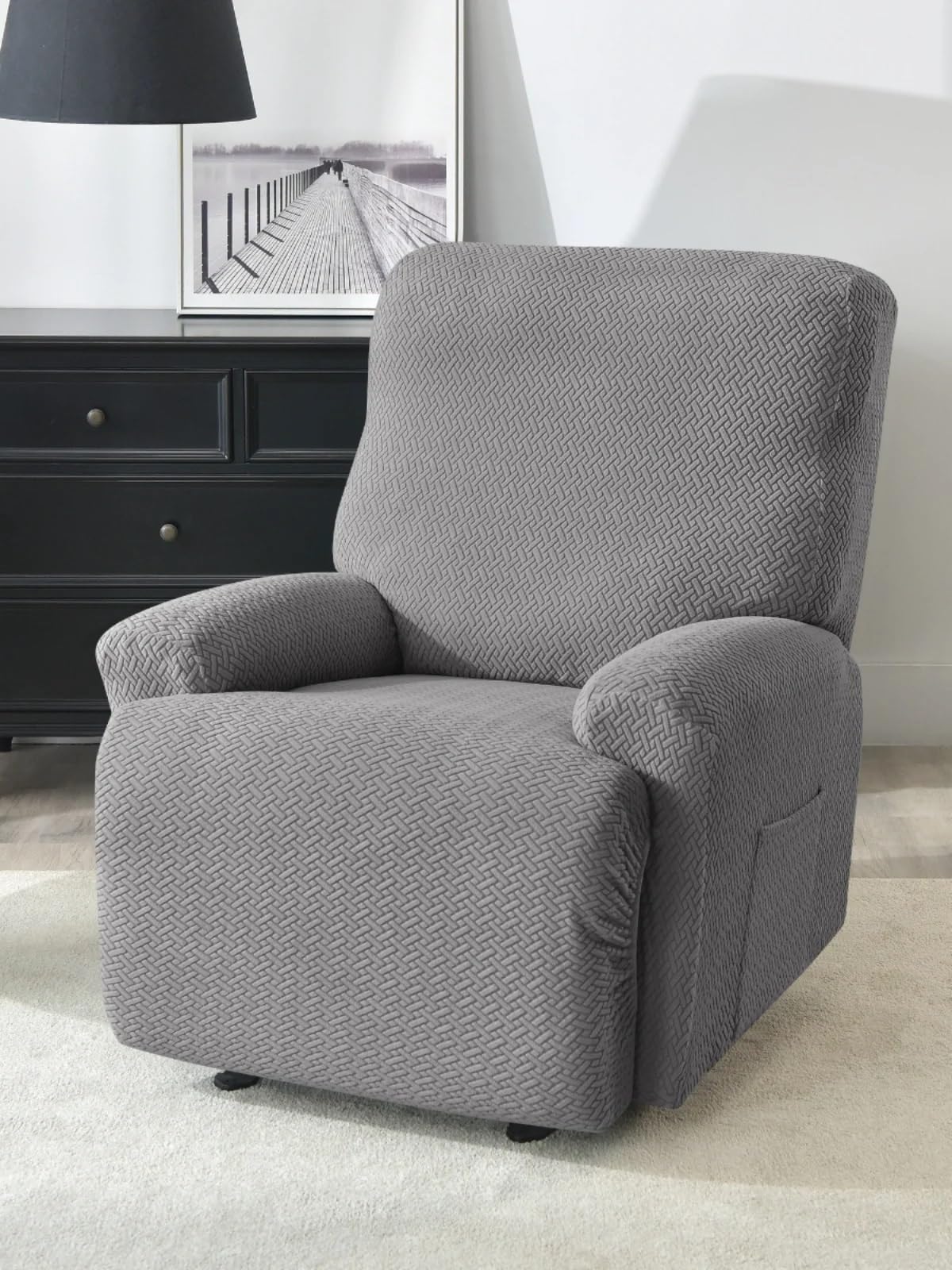 Rivestimento Della Poltrona Elastic Recliner Sofa Cover Jacquard Slipcover Chair Sofa Protector Lazy Boy Relax Armchair Stretch Couch Covers For Living Room(Fabric1-dark blue,1 Seater)