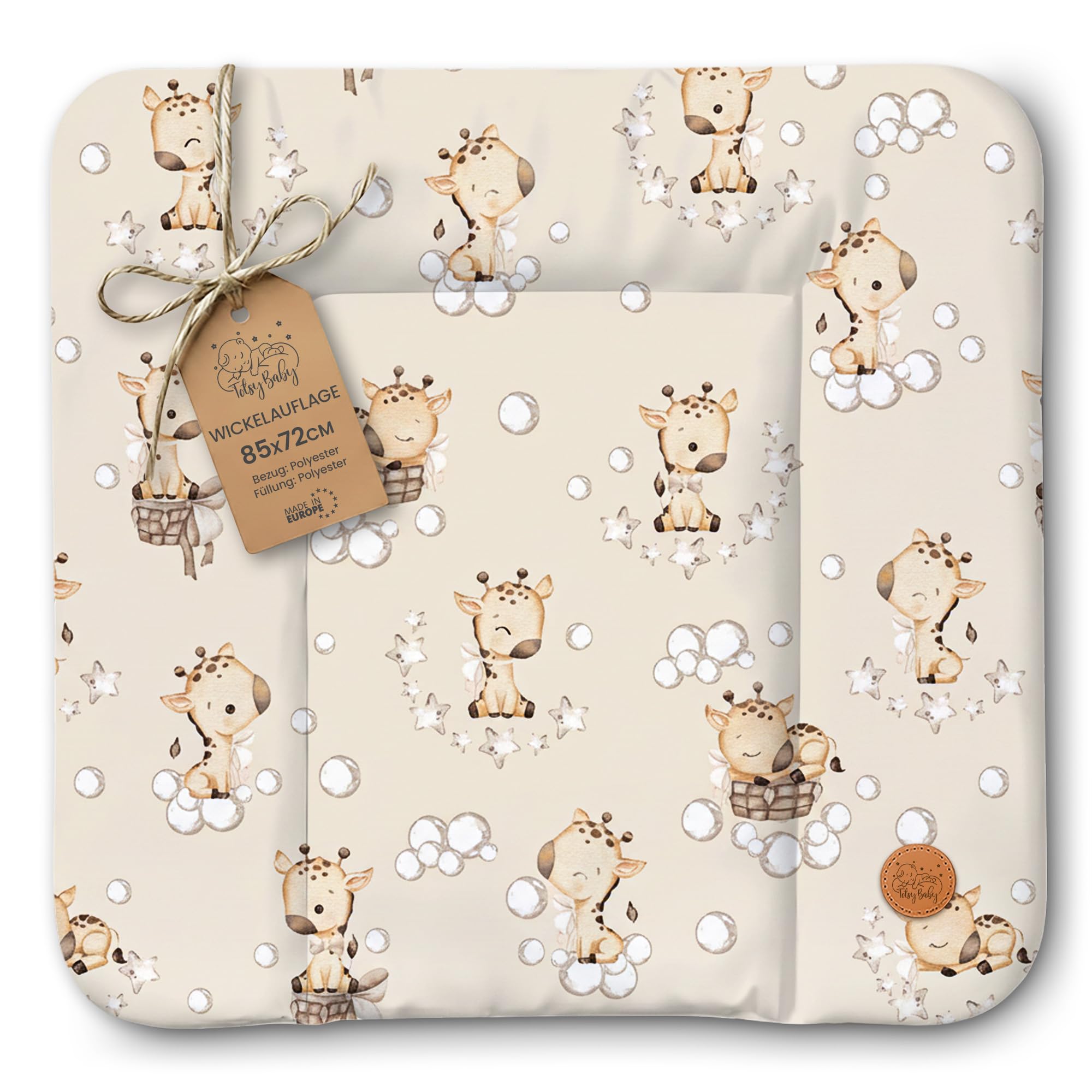 Changing pad wipeable and Waterproof 85x72 cm - Changing mat to Place on Changing Table, Changing top, Changing Dresser, or Washing Machine, Changing mat 85 x 72 Giraffe