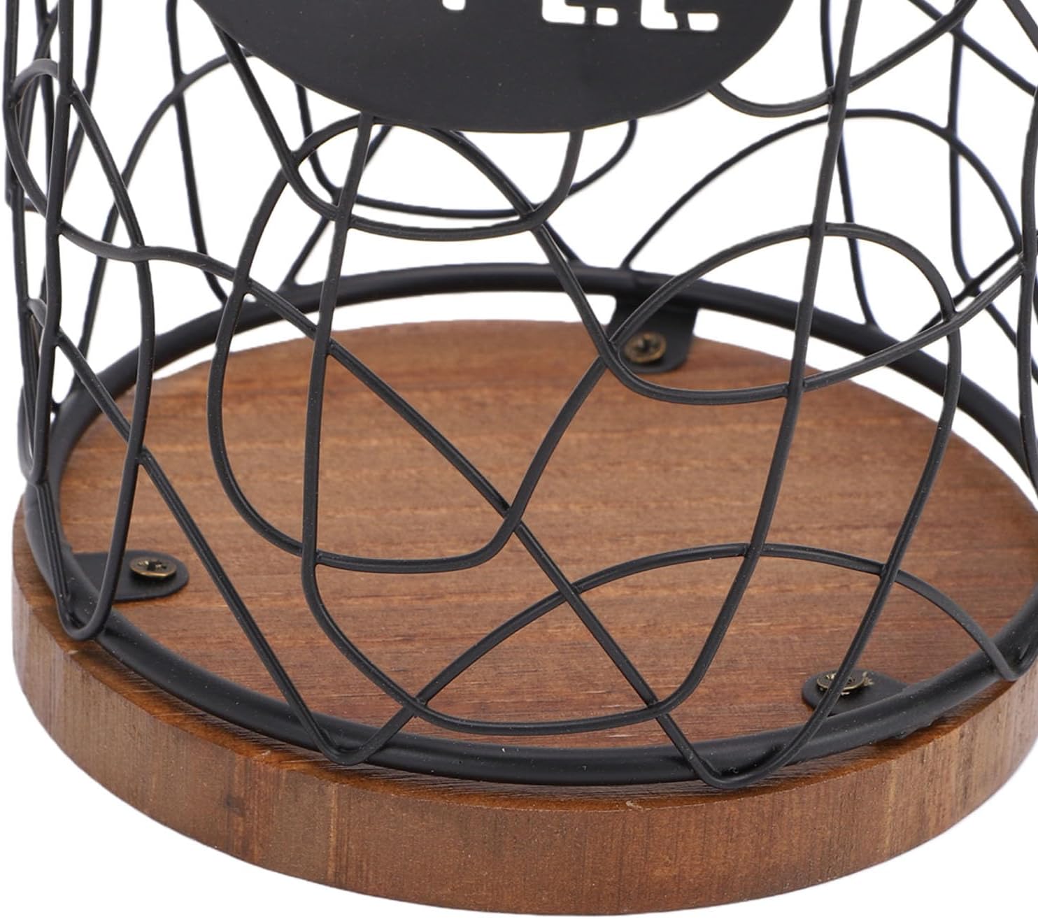 Fafeicy Coffee Pods Holder, Vintage Wood and Frosted Iron Wire Coffee Capsule Organizer with Open Grid Design for 50 Pods, Counter Table Cafe Home Decor (Black)