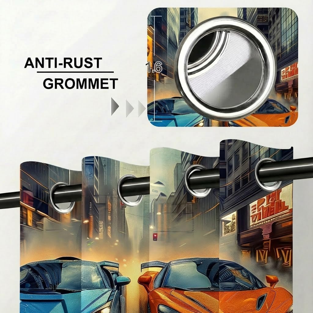 Race Car Blackout Curtains for Boys Bedroom, Racing Car Window Drapes for Kids Room, Thermal Insulated Grommet Darkening Curtains for Living Room, 55 x 63 Inch, 2 Panels