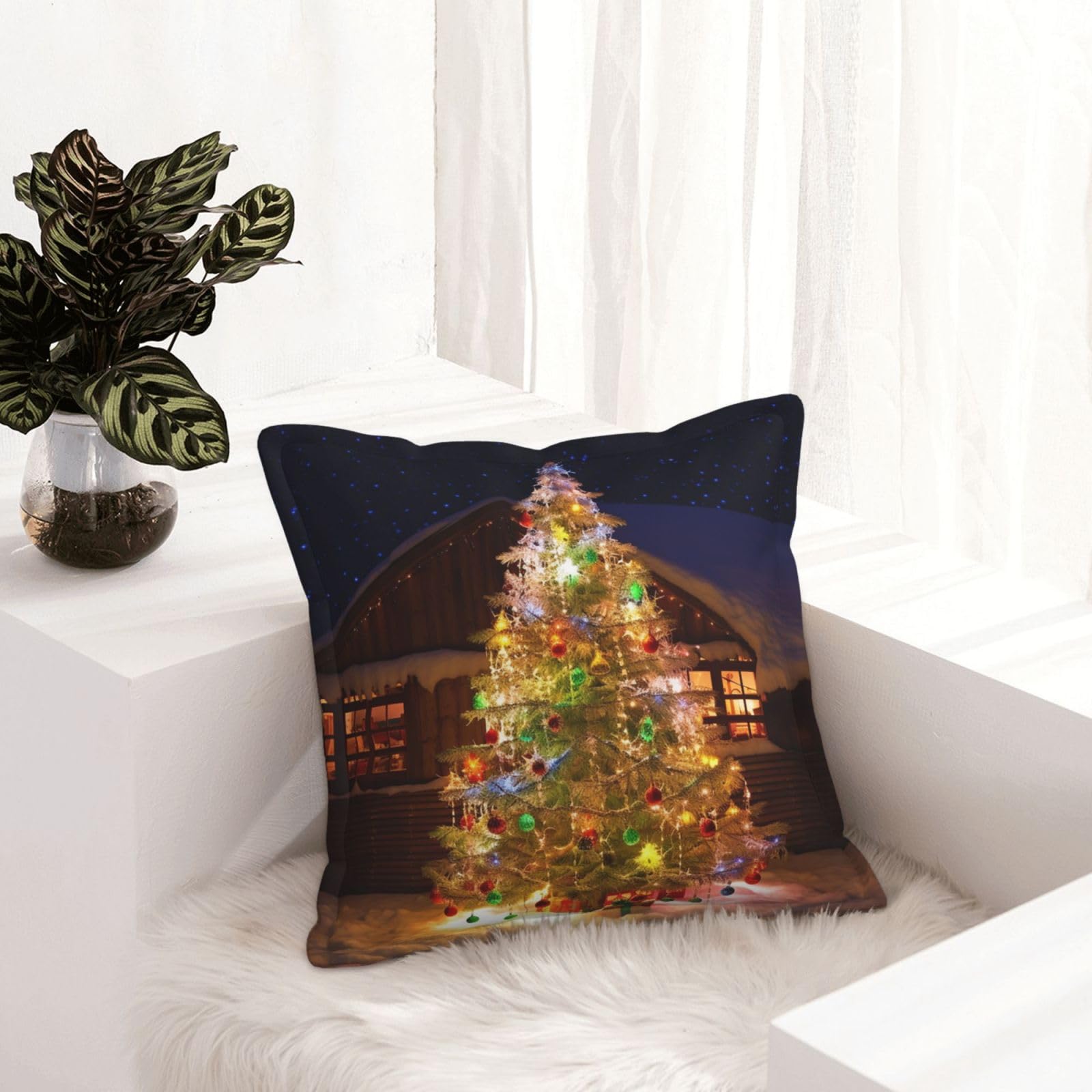 Housse de coussin similicuir 45,7x45,7 cm moderne rustique - Lot de 2 de Noël