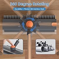 Vista 3 de Cepillo de fregar con mango largo, cepillo de fregar el piso con escobilla de goma para limpieza, escobilla de ducha 3 en 1 escoba de piso