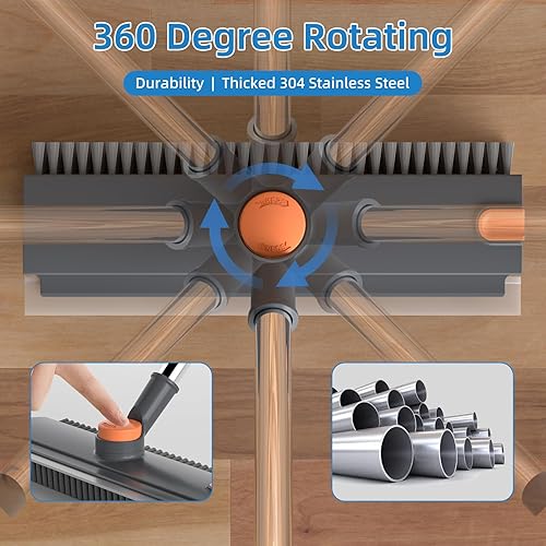 Miniatura 3 de Cepillo de limpieza con mango largo, escoba para limpiar el suelo, escoba 3 en 1, escoba de piso para baldosas de concreto, pared, terraza, patio,