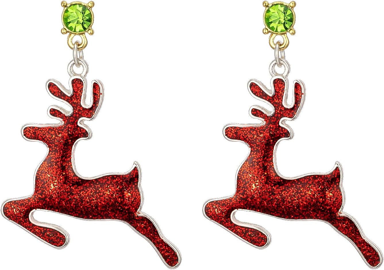 RareLove Flying Reindeer Christmas Reindeer Earrings Red