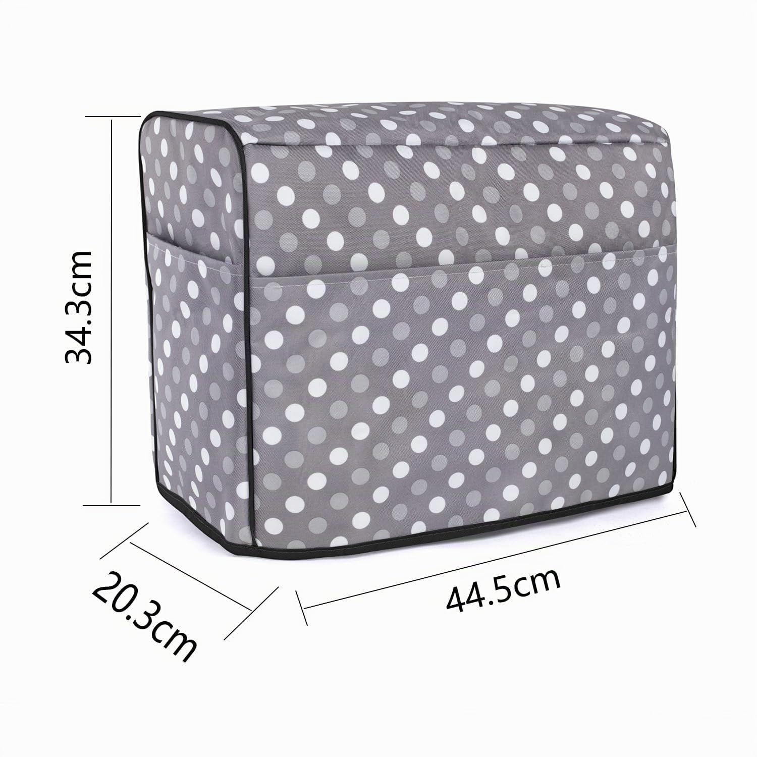 Luxja Copertura per Macchine da Cucire, Cover con tasche posteriori per Macchine da Cucire e accessori (Adatto per Singer and Brother), Puntini Grigi