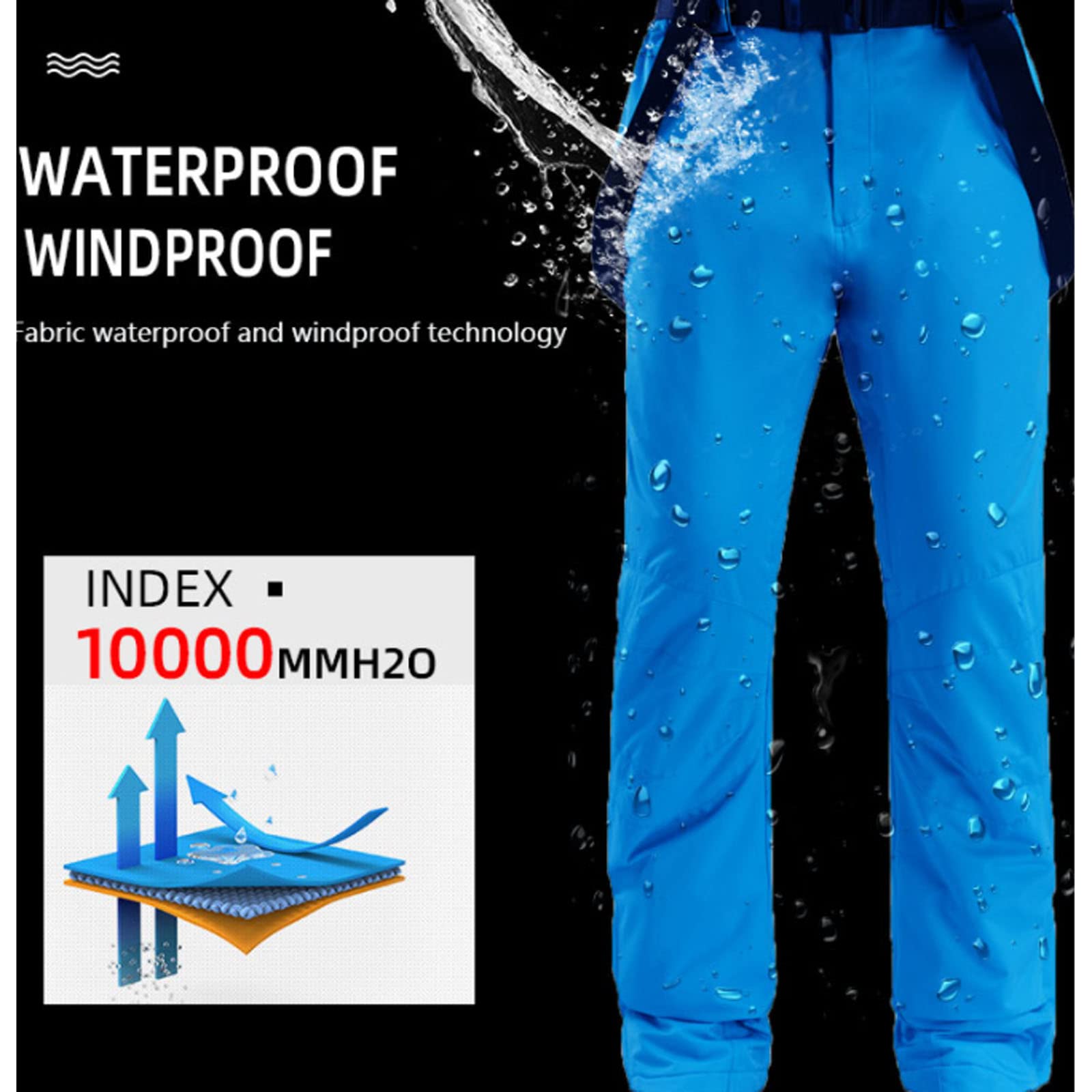 Tuta da Sci da Uomo con Motivo a Nastro Cappotto con Jeans Giacche e Pantaloni da Snowboard Abbigliamento Impermeabile da Esterno Tuta da Neve