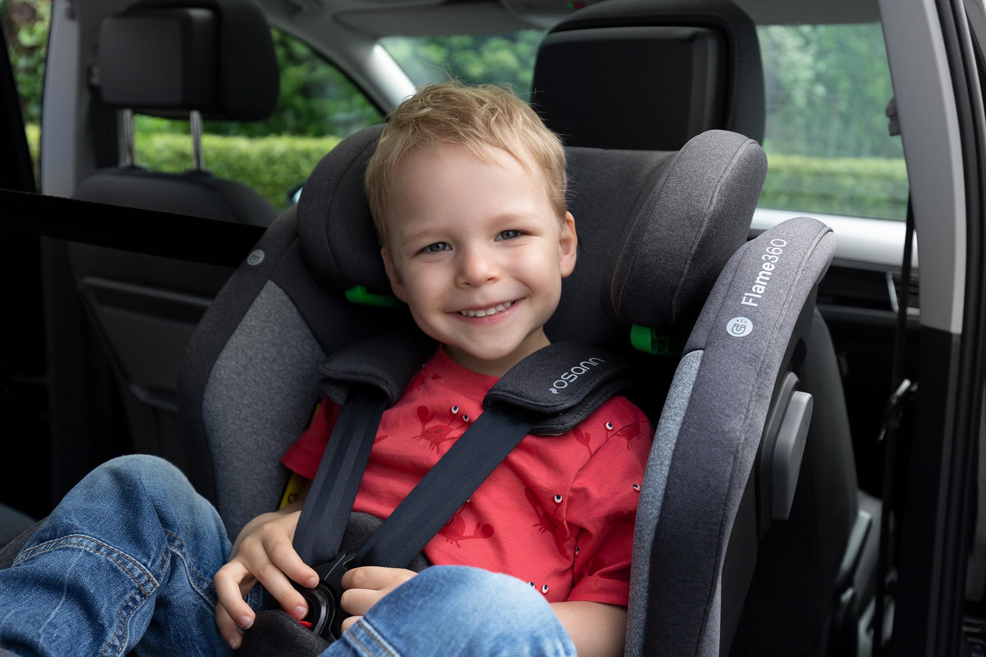 OSANN - Seggiolino Auto Girevole Flame 360 Isofix I-Size - 40-150 cm - Grigio - 14 Posizioni - Imbracatura a 5 punti, cintura a 3 punti, rivolto in avanti/rivolto all'indietro