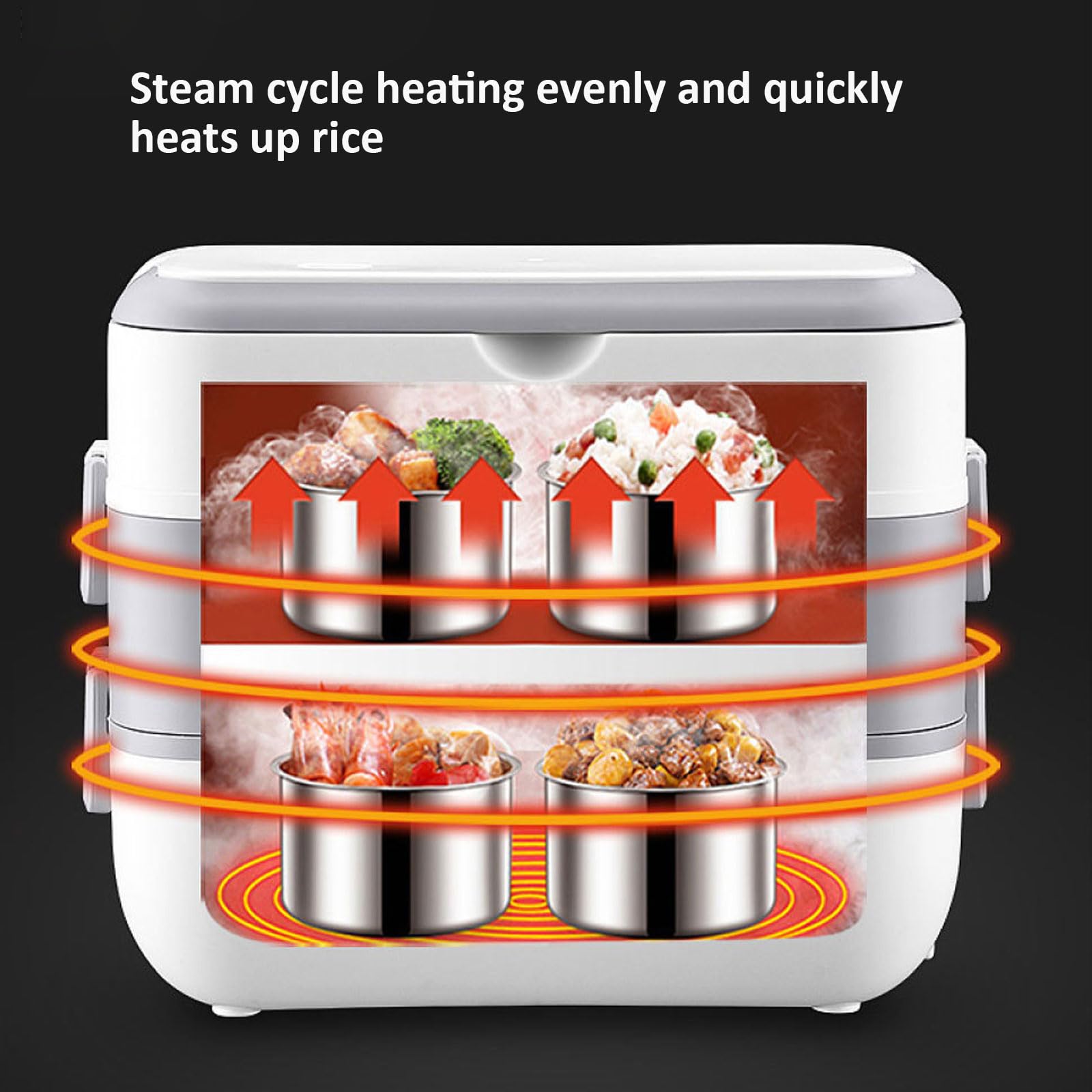 Fiambrera eléctrica portátil grande de 2 litros para el hogar para adultos con recipientes desmontables de acero inoxidable 304 separados para cocinar multifunción (M (bicapa))