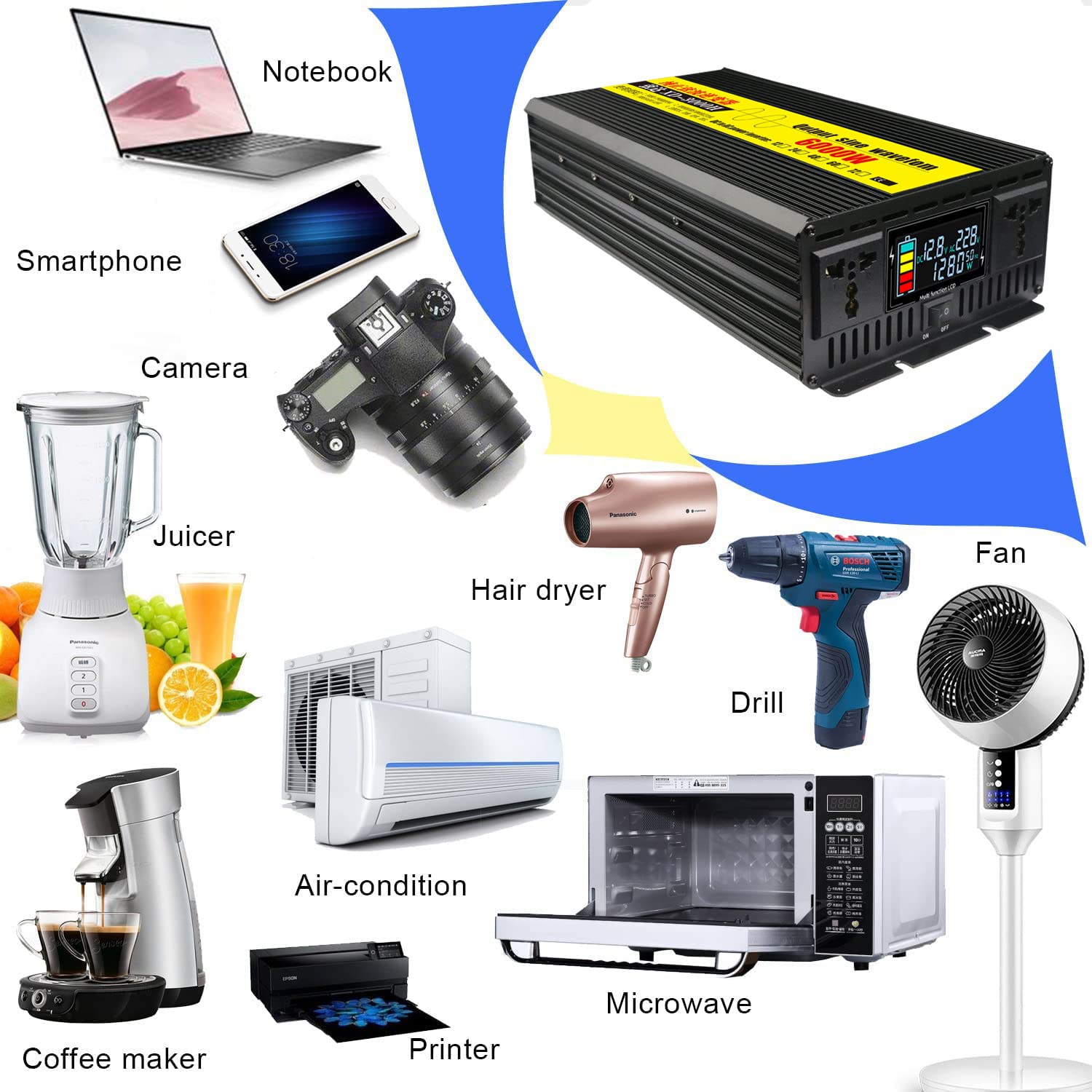 4000W 5000W 6000W 7000W 8000W 9000W czysta fala sinusoidalna przetwornica DC 12V 24V 48V 60V do AC 230V przetwornica napięcia przetwornica napięcia z gniazda AC i wyświetlacz LCD,8000W-12V