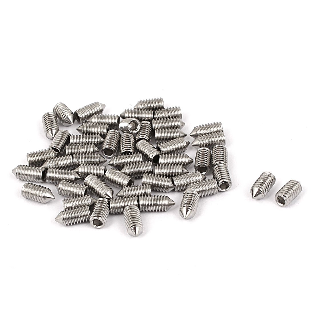Uxcell Silver Sourcingmap M4 X 8Mm 304 Stainless Steel Cone Point Hex Socket Grub Screw 50 Pcs