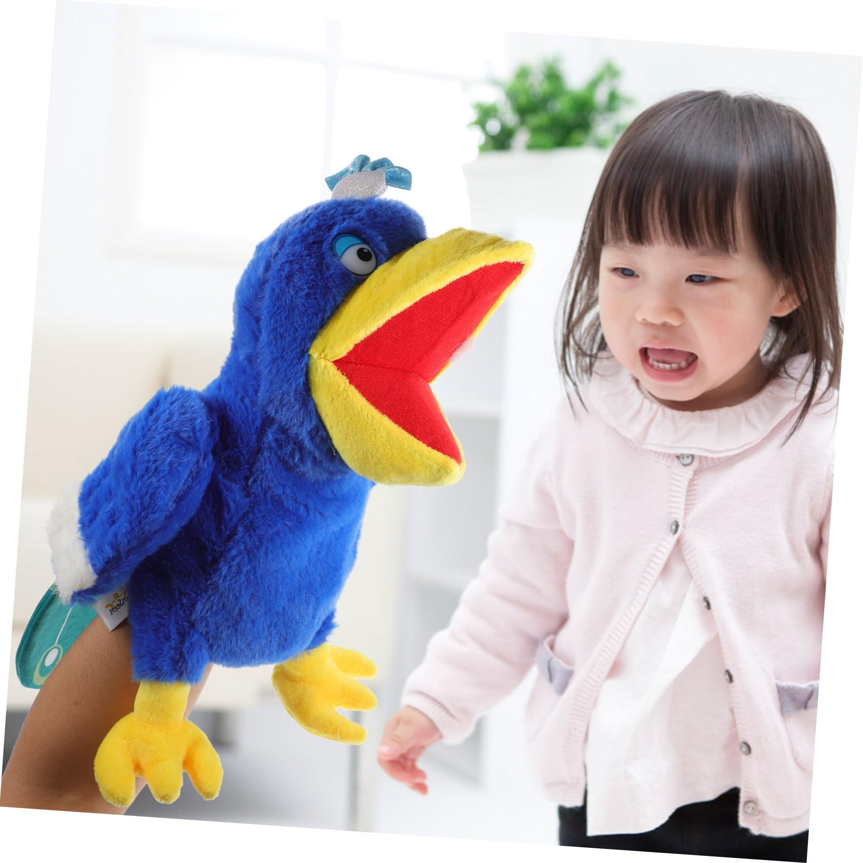 Vaguelly Pavo Real Lavable Marioneta de Mano de Peluche Interactiva de Felpa Suave y Algodón PP Contar Historias para Niños y Adultos