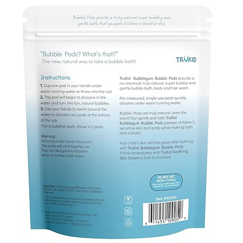Miniatura 30 de TruKid Bubble Podz - Baño de burbujas para niños, niños pequeños y bebés, bomba de baño suave y refrescante sin lágrimas para piel sensible con