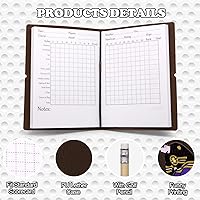 Vista 5 de Libro de puntuación de golf de cuero, libro de yardas de golf para estadísticas de práctica y registro redondo, libro de tarjetas de puntuación