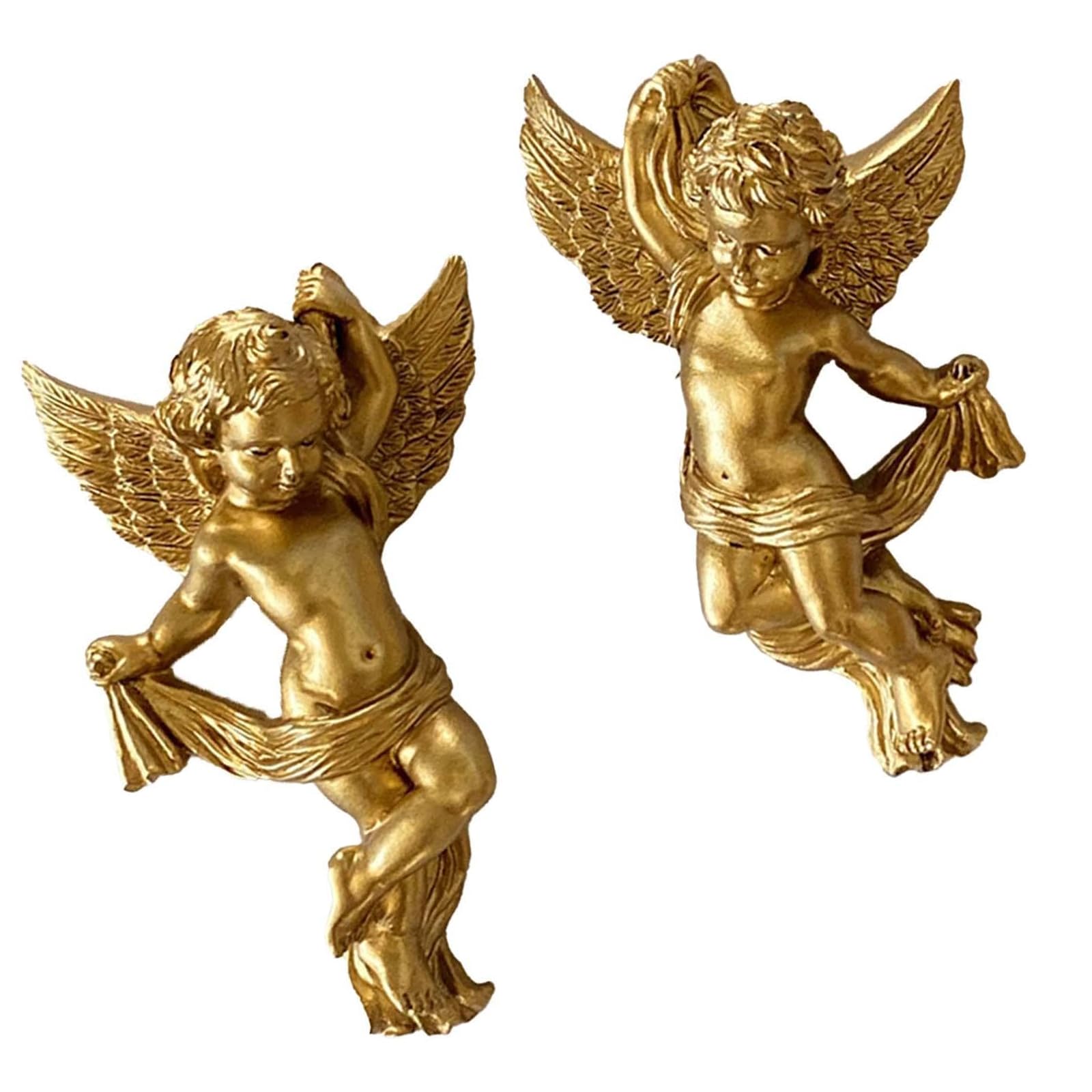 2Pcs Elegant Resin Cherub Wall Hangings Ornament Perfect for Home Decoration and Holiday Display Permanent Rosin Sculptures