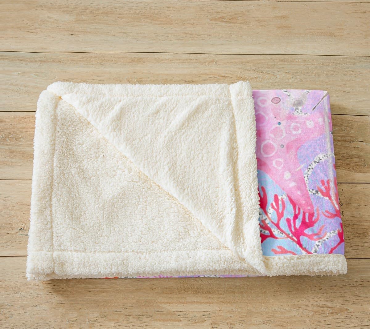 Feelyou Watercolor Shark Fleece Throw Blanket Under Sea Animals Themed Sherpa Blanket for Kids Pink Shells and Corals Plush Blanket Ombre Fuzzy Blanket Sofa Bed Couch,Throw 50X60 Inches