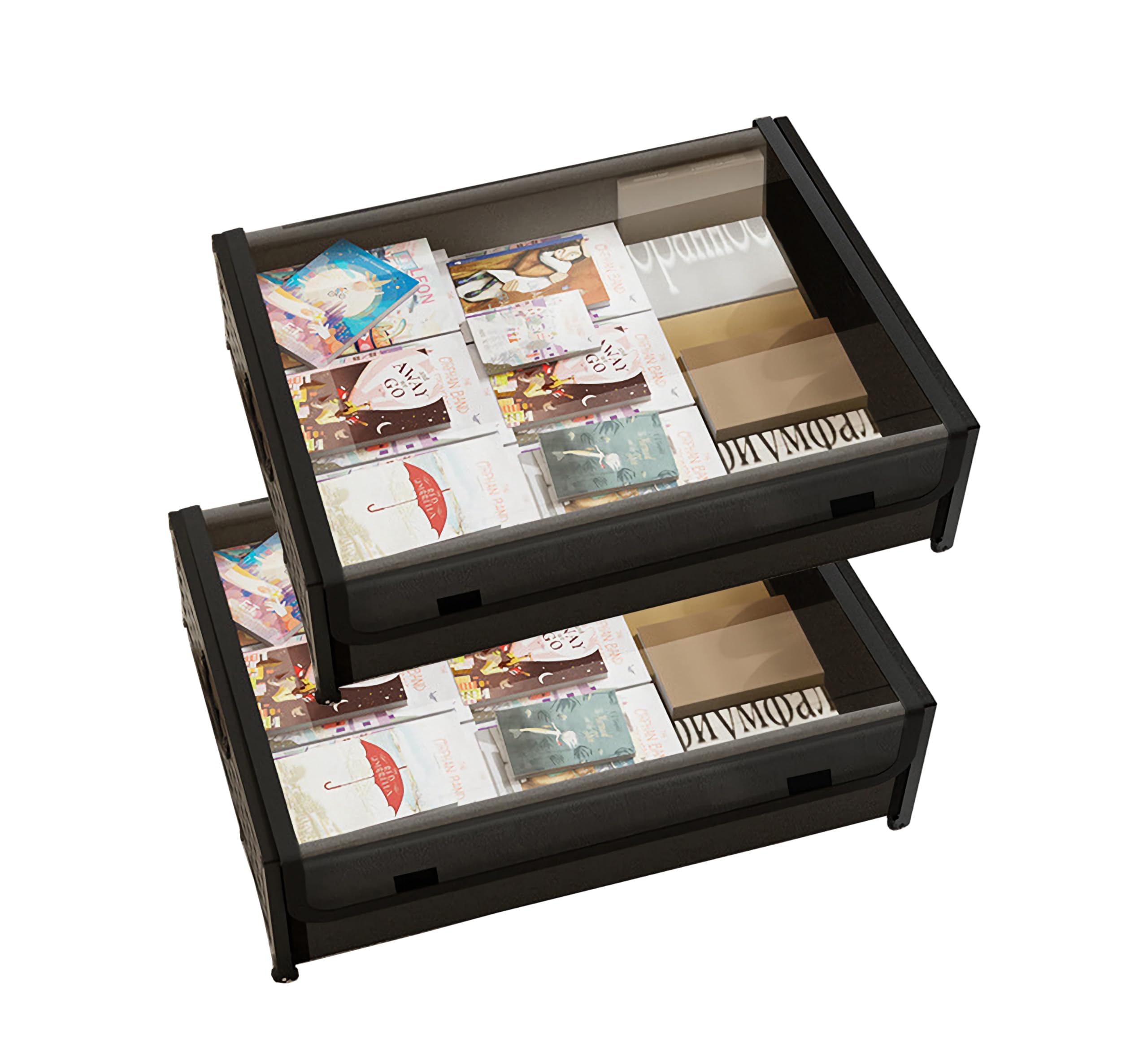 AARAINBOW Under Bed Clothes Shoes Storage Bins with Lids, Under Bed Multifunction Storage Drawer with Wheels UnderBed Foldable Organizer Storage Box Bins (P 2 Black)