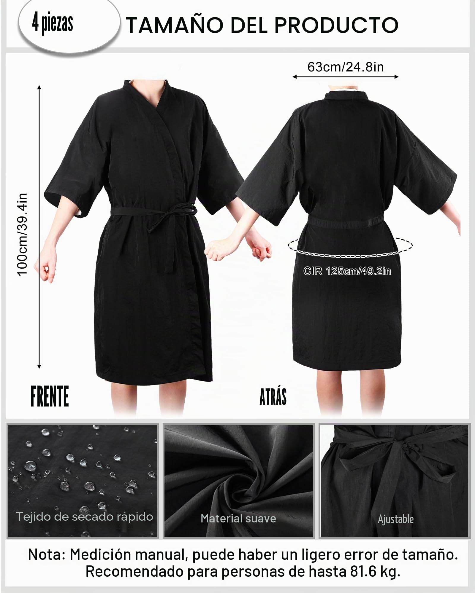 Toulite - 4 batas de peluquería para el salón de belleza, con lazo ajustable para corte de pelo
