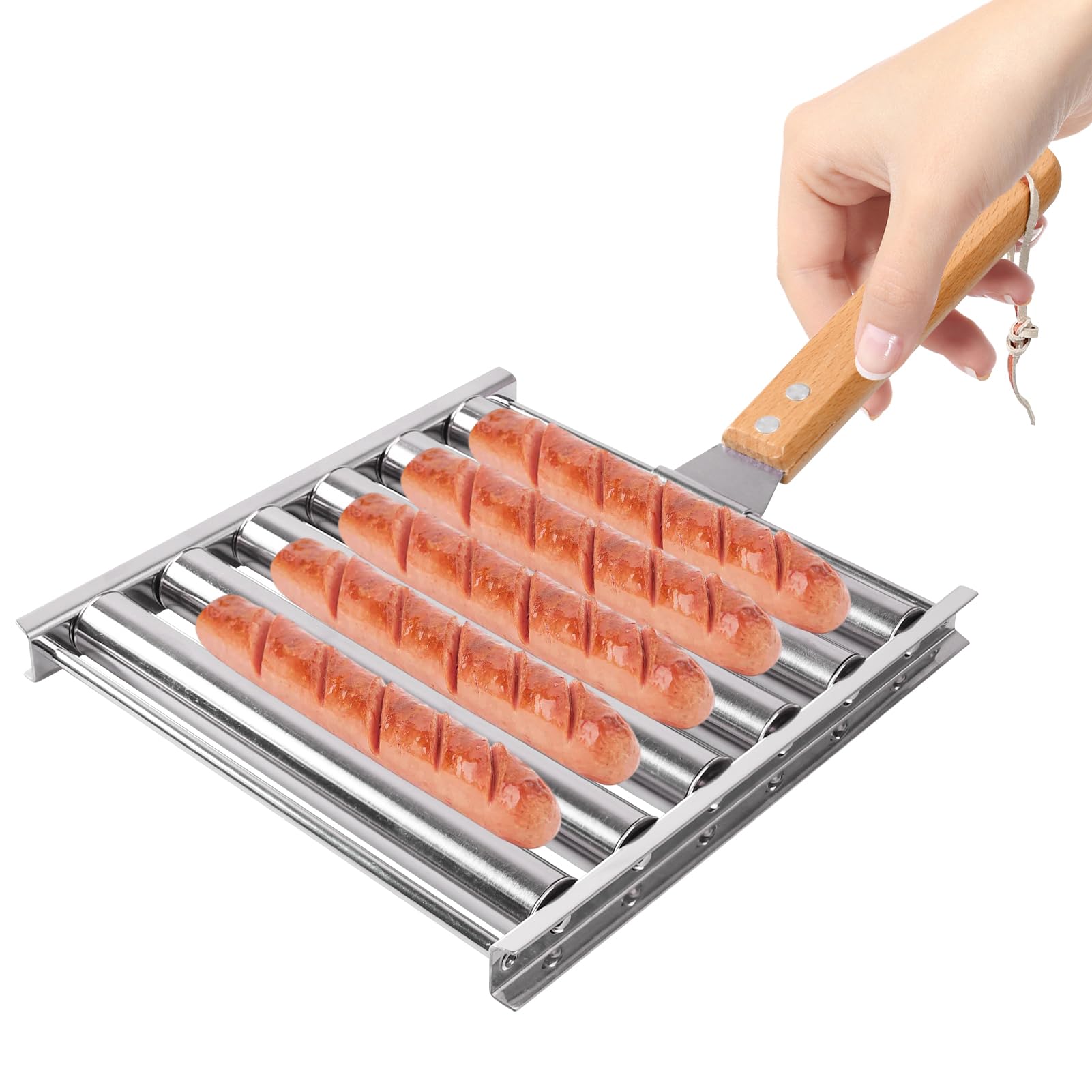 Hot Dog Roller Aus Edelstahl Für Den Grill – Faltbares Gestell Für Bis Zu 5 Würstchen, Gleichmäßiges Grillen Ohne Anbrennen