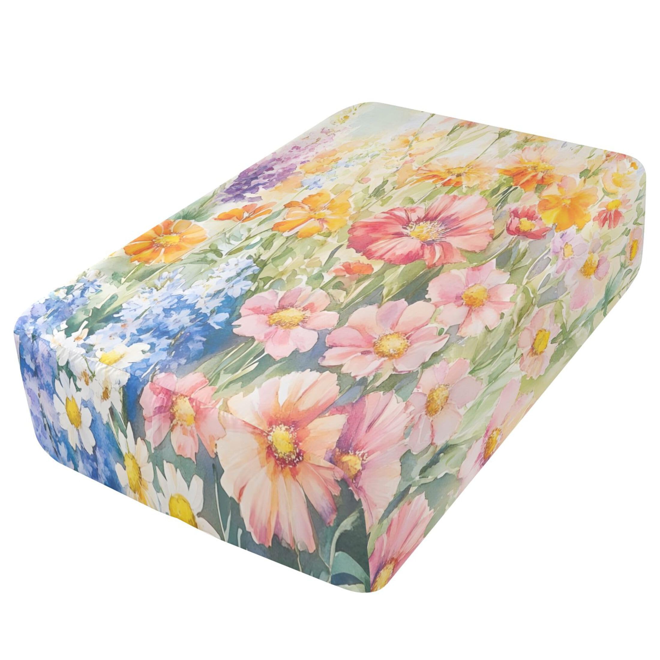 Sábana bajera ajustable de flores silvestres de acuarela para colchón de aire, bolsillo extra profundo de 24 pulgadas, funda suave y transpirable con apertura de válvula de cremallera para