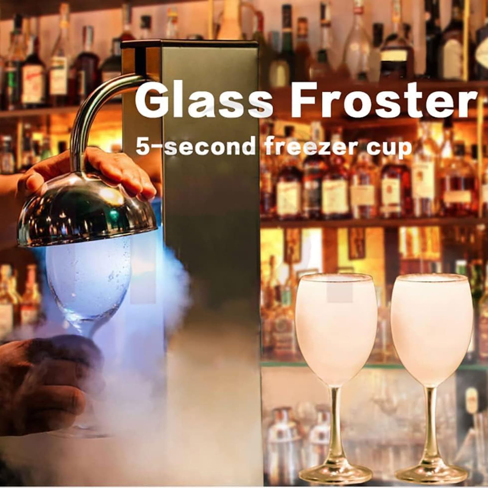 Elektrischer Glasfroster Chiller, Edelstahl Bier und Weinkühler, Schnellkühlung Mini CO2 Froster für Bars und Küchen, kühlt bis -25 °C in 6 Sekunden