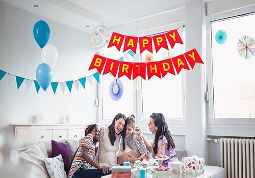 Miniatura 2 de Cartel rojo de feliz cumpleaños banderín, letras cumpleaños banner fiesta suministros