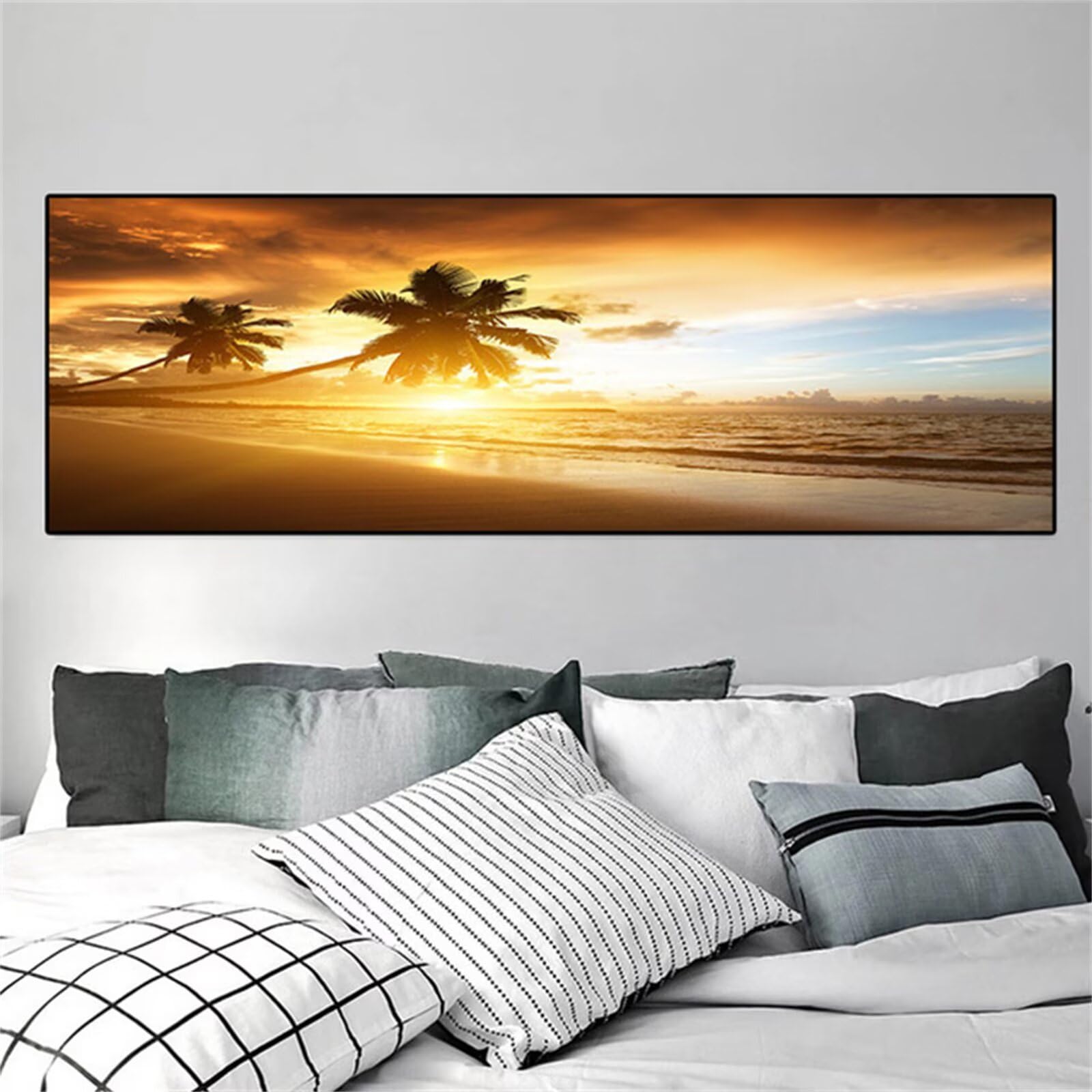 Kit broderie diamant 5D complet motif plage de coucher de soleil 50x100cm pour adulte et enfant
