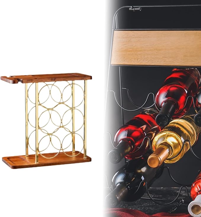 Soporte para Botellas de Vino de Hierro y Madera Dorado miniatura 7