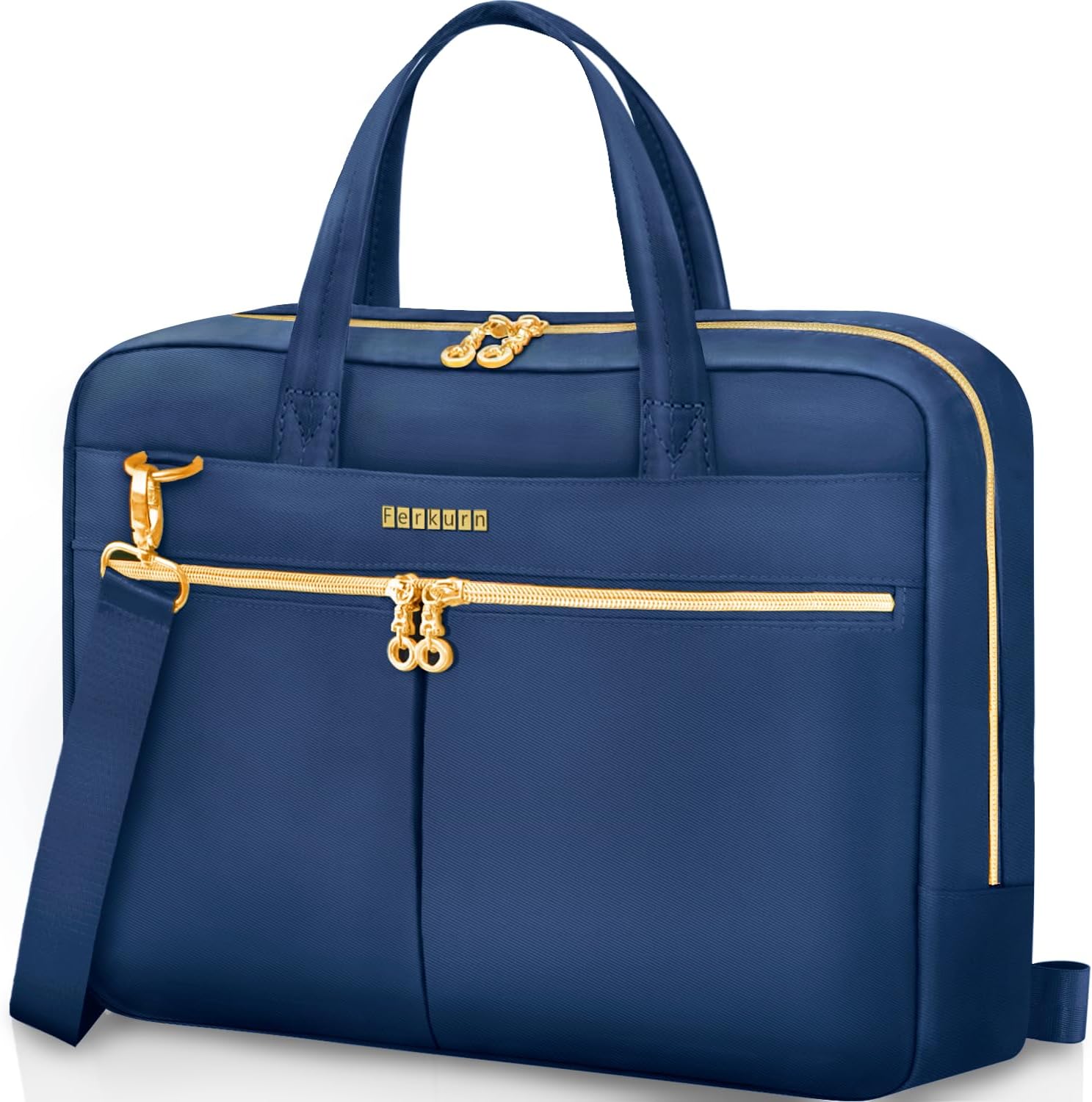 Ferkurn Laptop Bag Case Women Men Computer Bag Compatible with MacBook/HP/LG/Dell, Shoulder Strap Slim Carrying Messenger Briefcase, Blue, 15.6-16 Inch