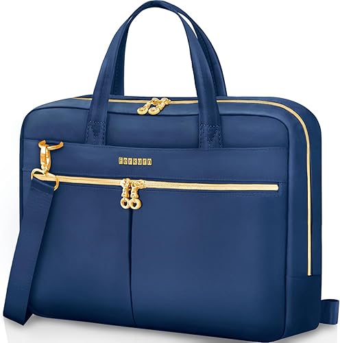 Ferkurn Funda para laptop para mujeres y hombres, compatible con MacBookHPLGDell, correa de hombro delgada, maletín de mensajero, azul, 15.6-16