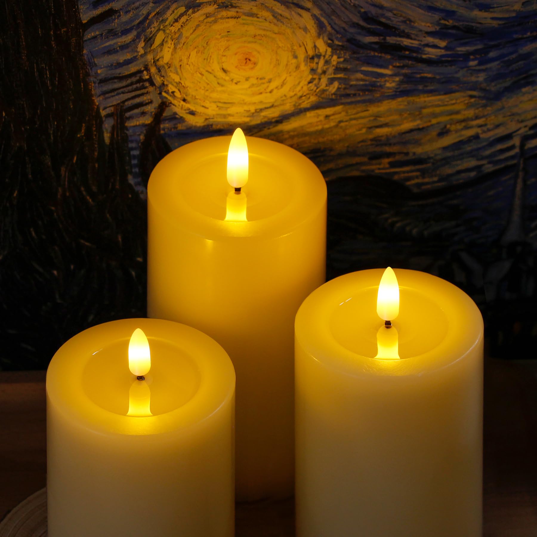 Bougies LED Sans Flamme Grandes (10x30 Cm) - Télécommande, Minuterie, Mèche Mobile Scintillante - Déco Mariage, Maison