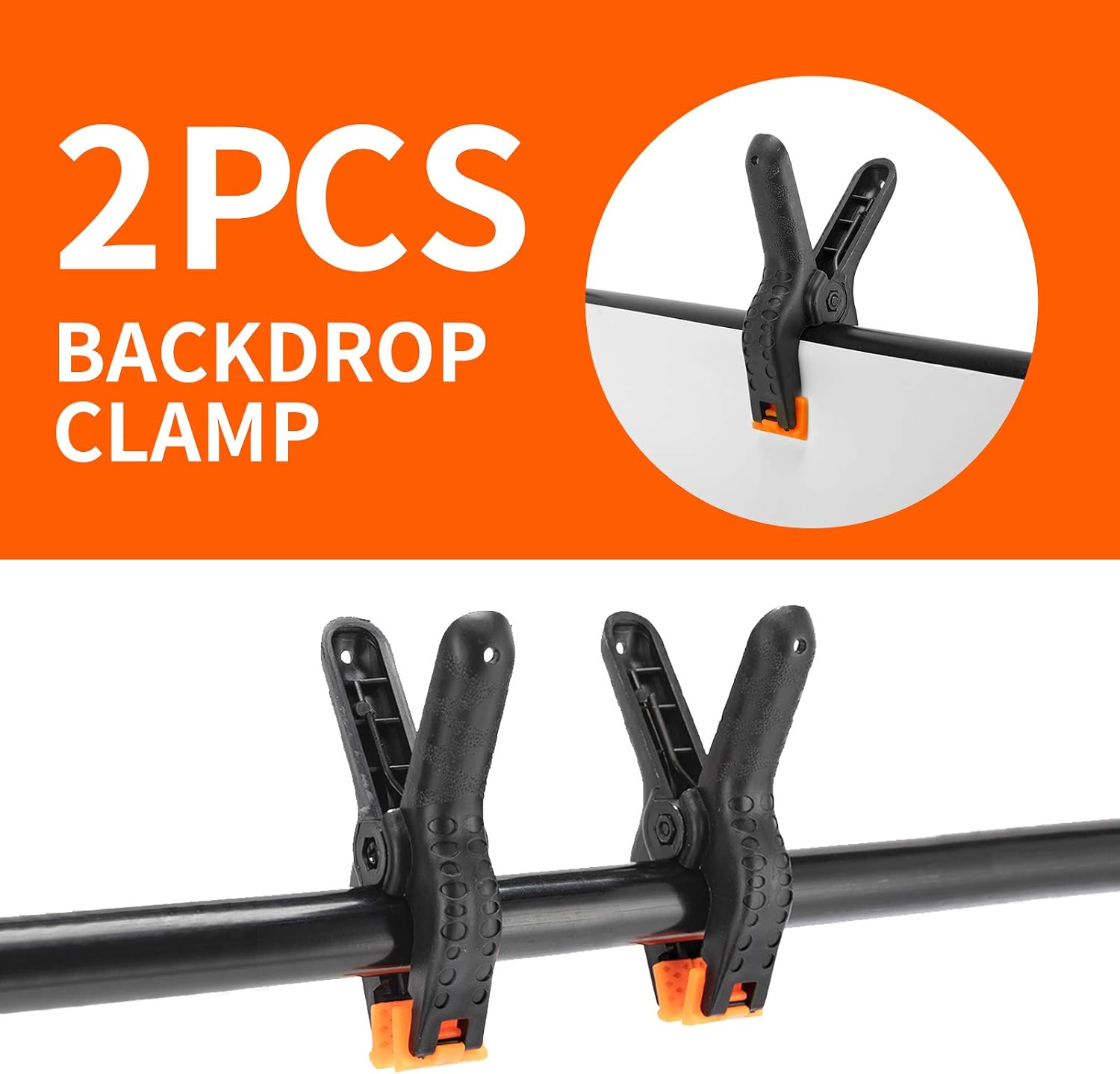 BEIYANG T-Shape Portable Background Backdrop Support Stand Kit, 2.62x6.56FT Adjustable Photo Backdrop Stand with 2 Spring Clamps