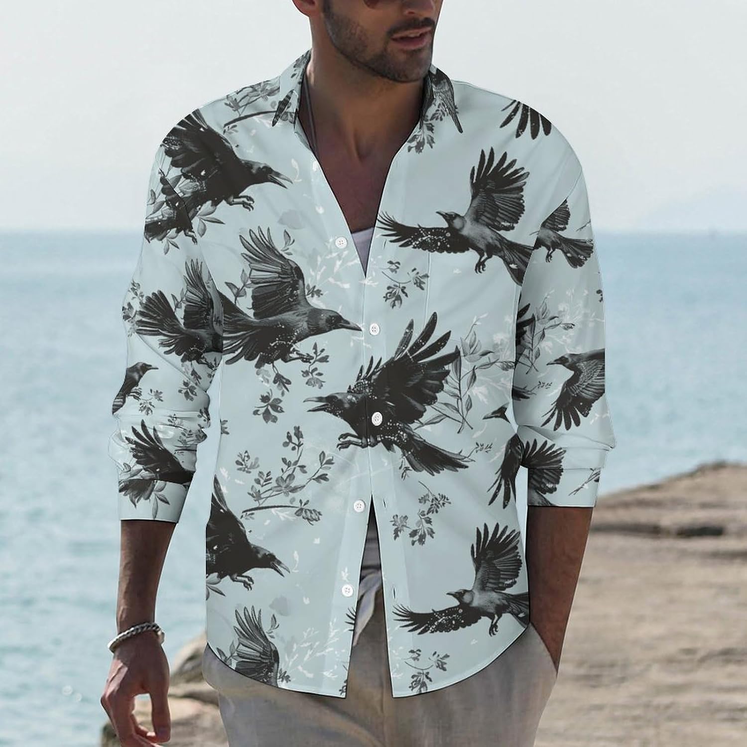Men's Casual Button Down Shirts Lapel Pocket Long Sleeve Shirt Regular Fit