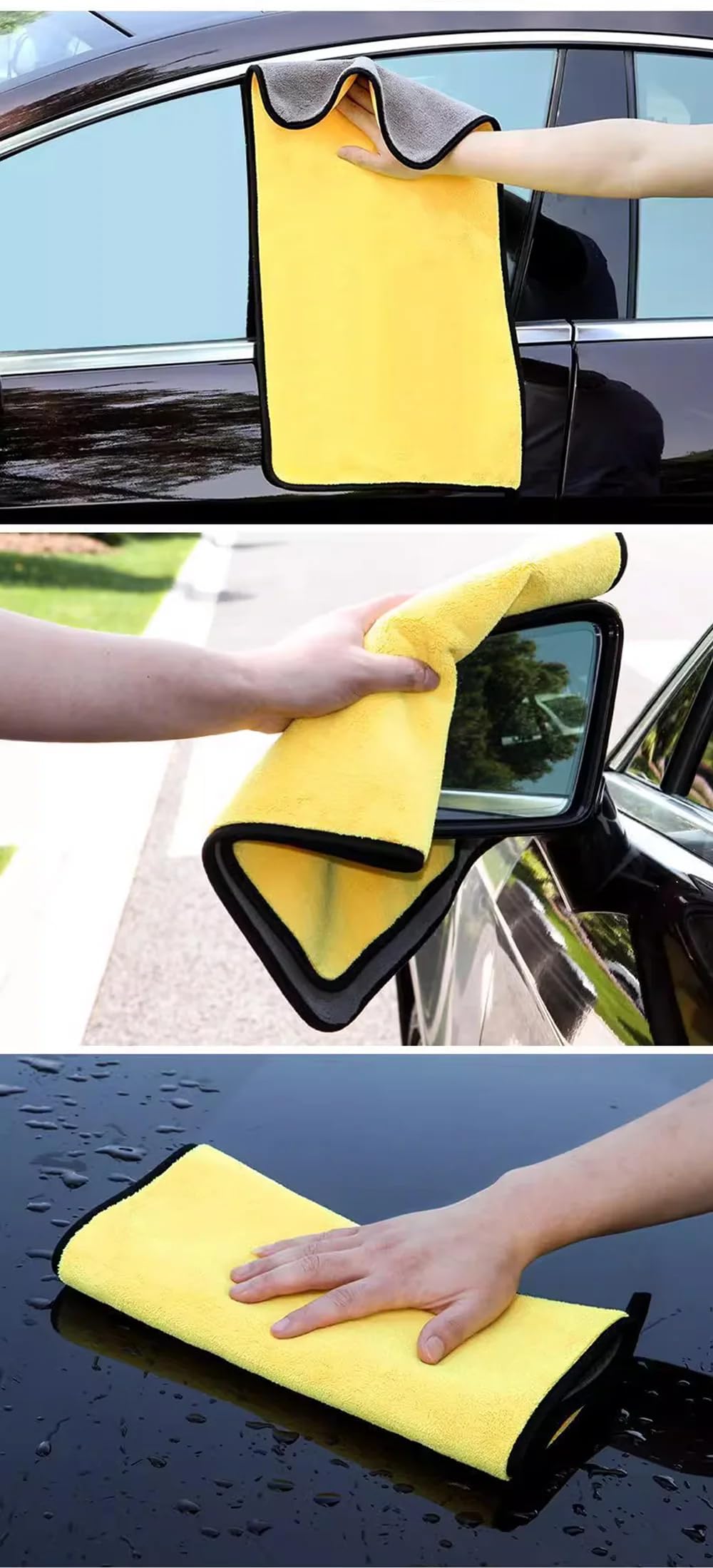 Asciugamano in microfibra per auto Panno in microfibra Asciugamano per lavaggio in microfibra Panno di pulizia Lavaggio auto Asciugamani per asciugatura Auto Detailing T054-5pcs-giallo