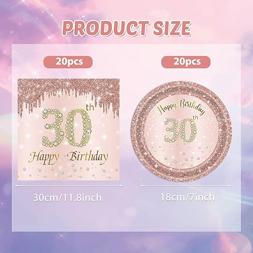 Miniatura 93 de Juego de 40 platos y servilletas de 40 cumpleaños para mujeres, juego de vajilla desechable para fiesta de 40 años de edad para decoración de 40º