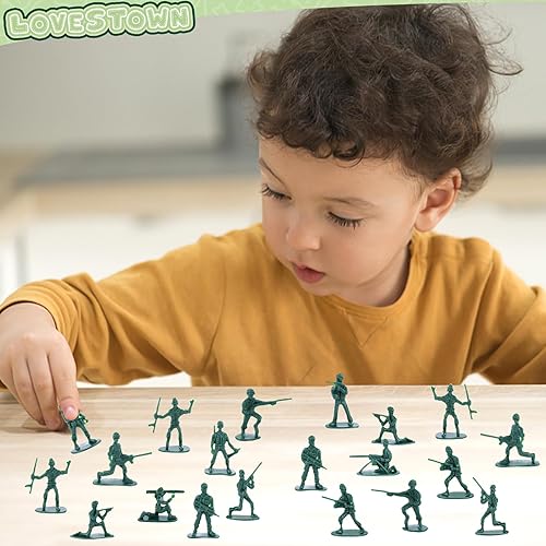 Miniatura 6 de LovesTown 200 piezas de soldados de juguete del ejército para hombres, figuras de soldado verde, juego de 10 poses para niños, regalo de cumpleaños
