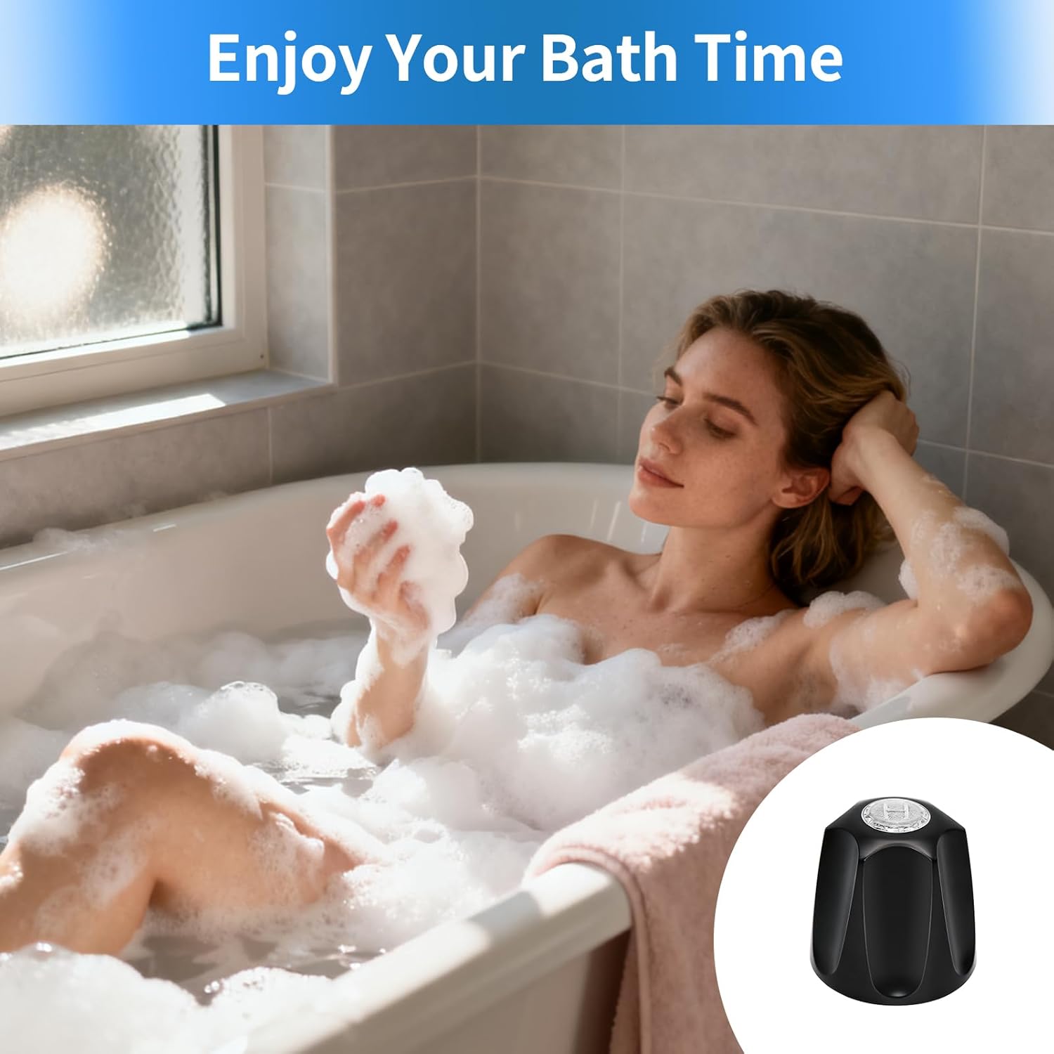 Metal Matte Black Shower Knob 3 Piece Replacement, 12 Tooth Bathtub Knobs Includes Hot/Cold/Diverter Flange Bases, Shower Knobs Faucet Trim Kit Compatible with Price/Pfister Verve